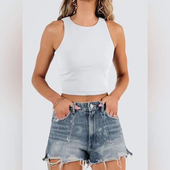 EFAN Womens Sleeveless High Neck Crop Tops - Picture 6 of 7